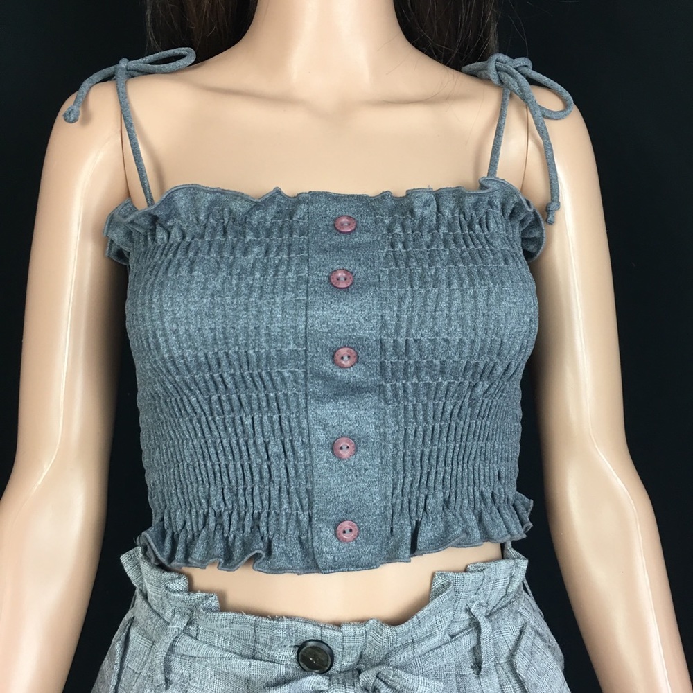 Dark Gray Smocked Tube Top